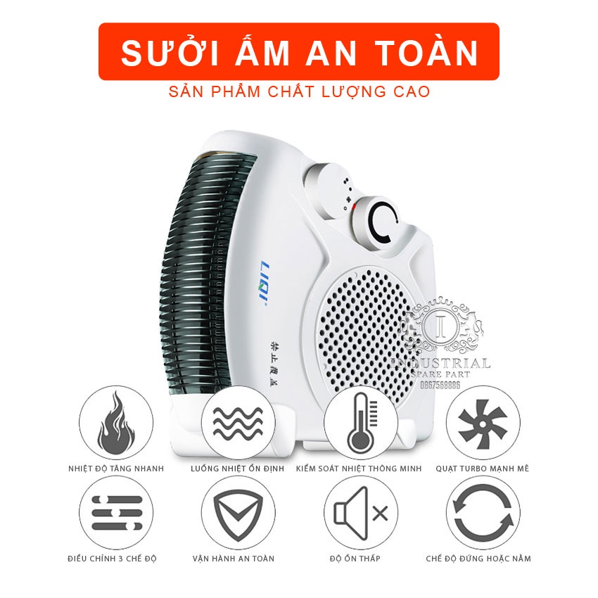 Máy Sưởi Ấm Công Suất 500W Chống Bỏng Chống Giật , Quạt Sưởi An Toàn Cho Người Già Trẻ Nhỏ - Thay Thế