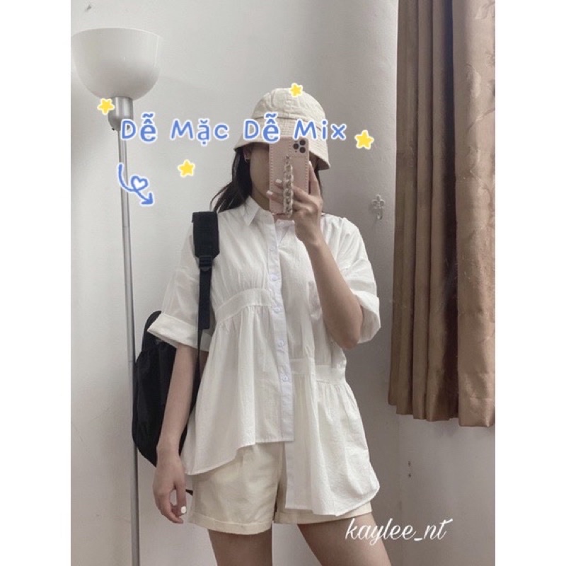 ÁO SƠ MI TRẮNG BÈO Vạt Lệch 🦋 Sơ Mi Babydoll nữ đẹp🦋 Boss