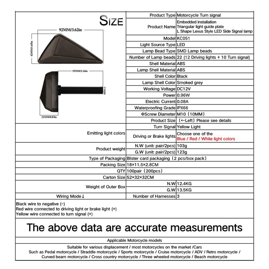 Cặp đèn xi nhan hình tam giác chuyên dụng cho xe mô tô