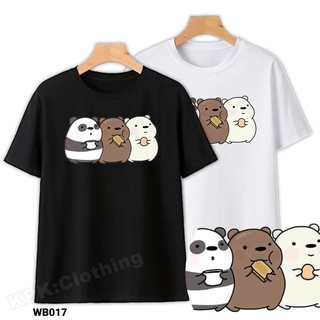 Áo Thun Cotton Ba Con Gấu Ăn Bánh Unisex Nam Nữ Trắng Đen