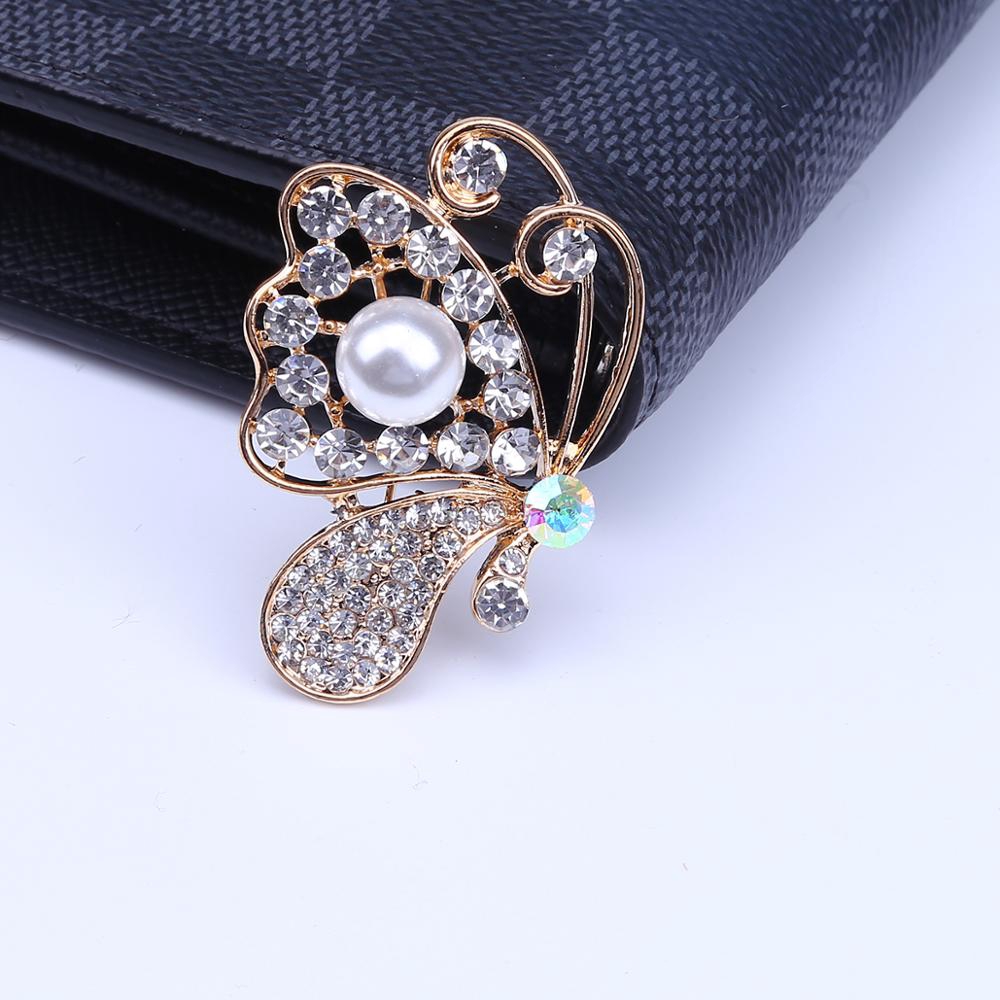 Ghim Cài Áo Hình Bướm Đính Đá Và Ngọc Trai Thời Trang Cho Nữ