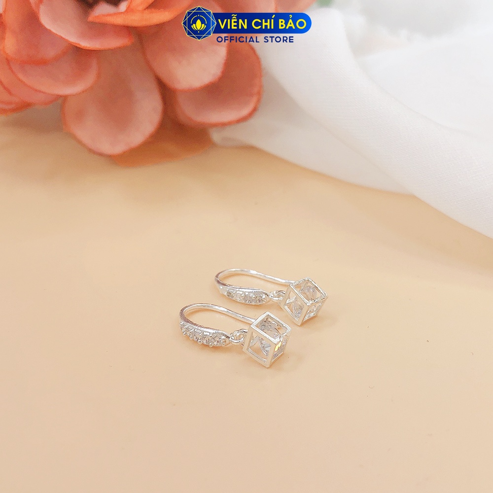 Bông tai bạc nữ đá hình hộp lập phương chất liệu Bạc S925 thời trang phụ kiện trang sức nữ Viễn Chí Bảo B400474