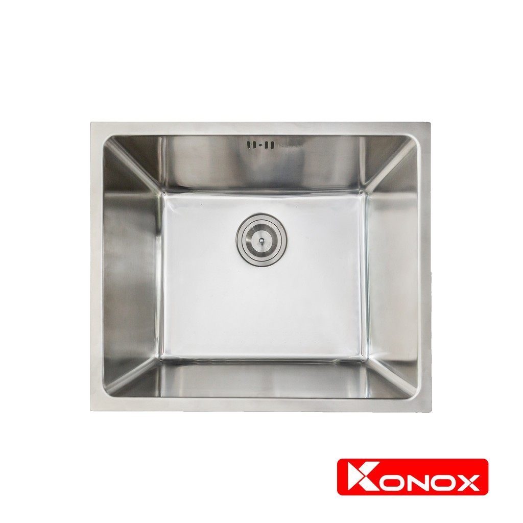 Chậu rửa bát đơn KONOX Undermount Series KN5444SU, inox 304AISI, full set gồm Siphon+Giá úp bát inox