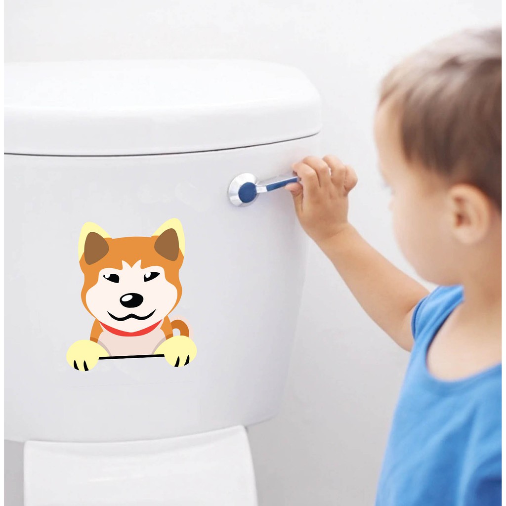 Decal dán nắp bồn cầu toilet họa tiết hoạt hình