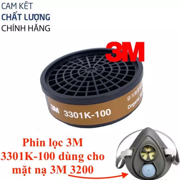 Phin lọc 3M 3301K-100 phin lọc hơi hữu cơ(phun sơn, trừ sâu, khử trùng)dùng cho mặt nạ 3M 3200, 3M HF52 [FFD]