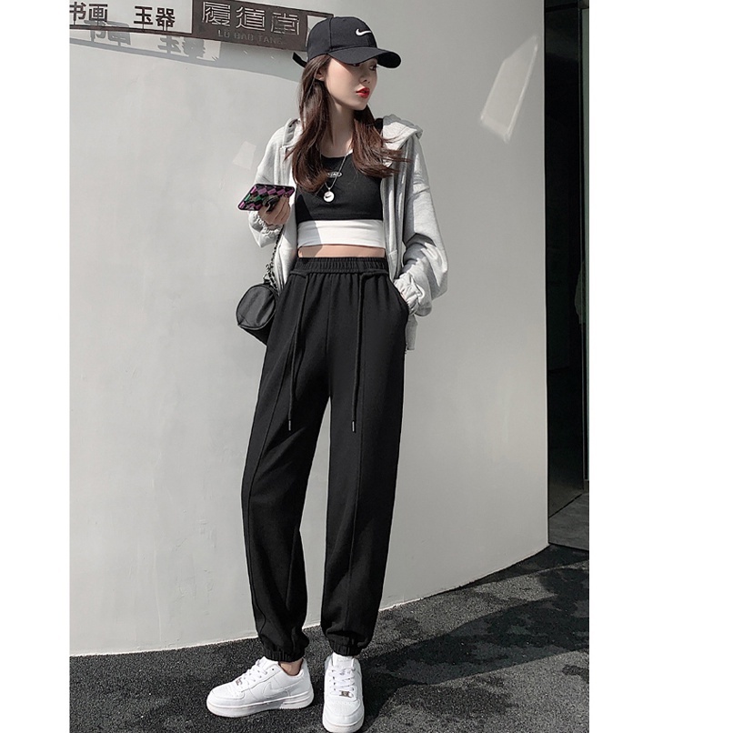 Quần Jogger Dây Buộc Quần Dài Chât Bo Tăm Dày Nặng Đẹp Không Xù 2 Màu Đen Xám Mặc Được 2 Kiểu