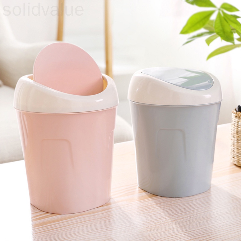 Thùng Rác Nhựa Mini Dạng Nắp Lật Để Bàn Tiện Lợi Cho Phòng Khách Và Phòng Ngủ