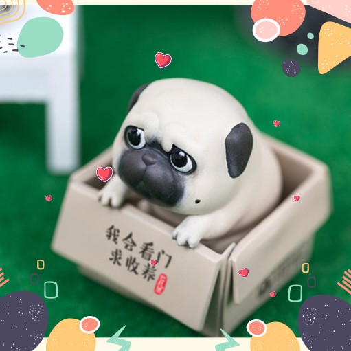 Set 5 mô hình chó pug mèo hoàng thượng cùng phụ kiện biểu cảm cực khó đỡ làm quà tặng, trang trí