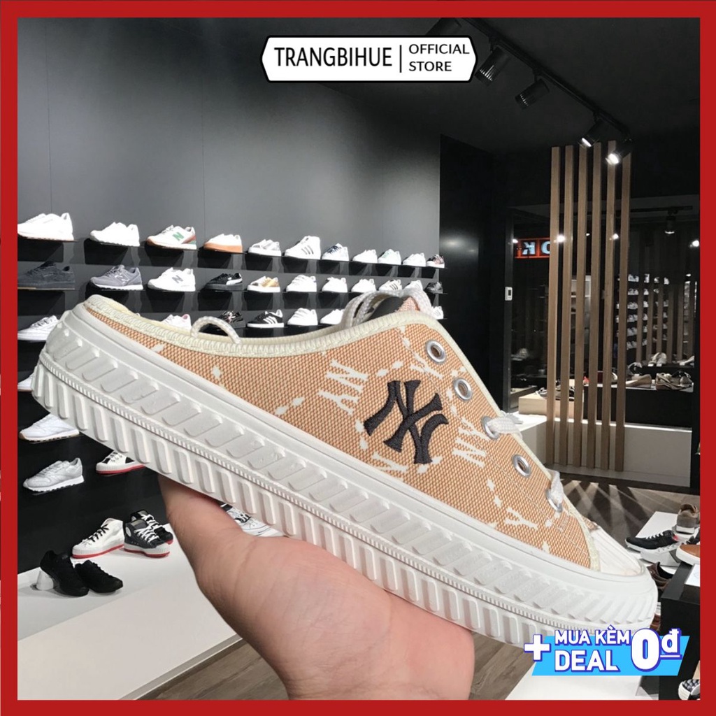 Giày đạp gót nữ , Sục MLB NY thêu 2 màu đen TRANGBIHUE
