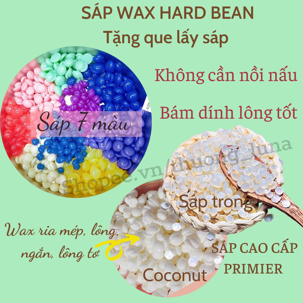 Sáp wax lông nóng hạt đậu hard wax bean , sáp wax lông dừa cao cấp bám dính lông tốt 100g