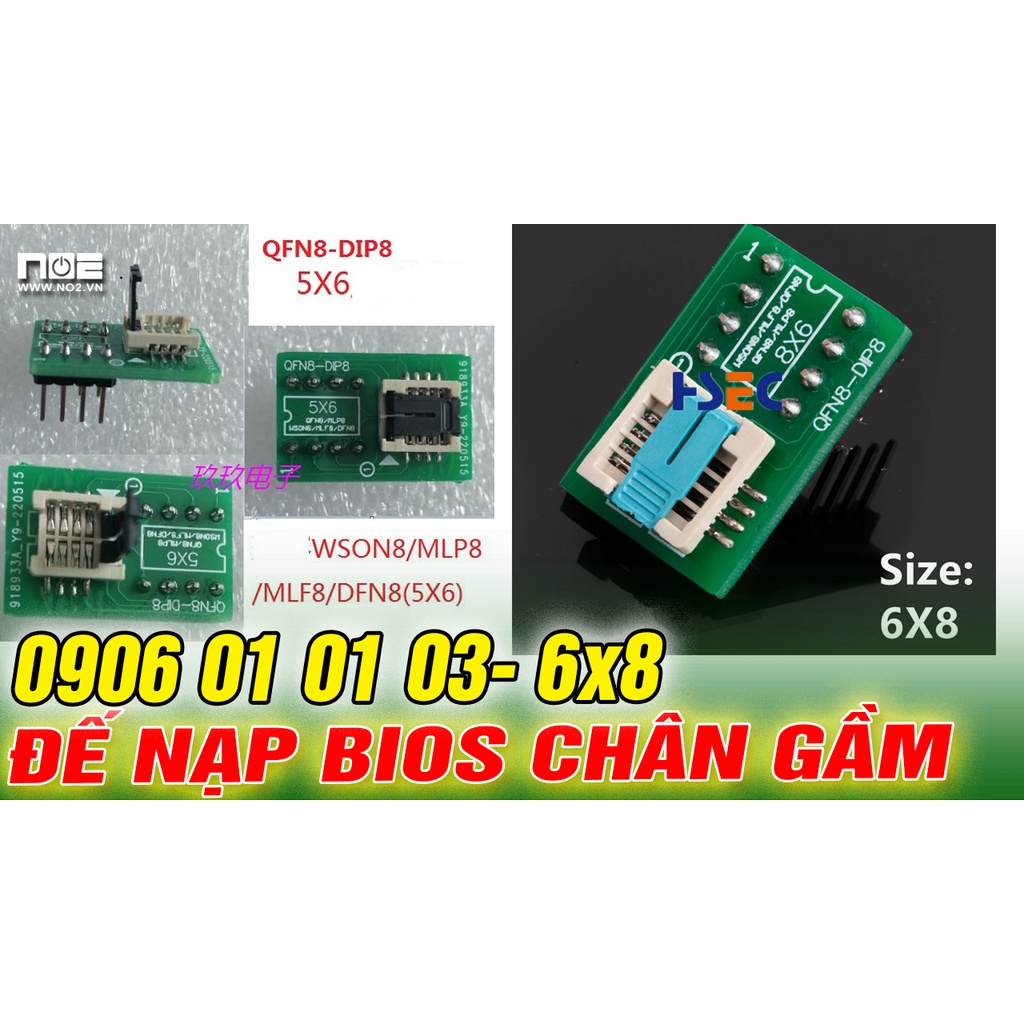 Đế nạp bios chân gầm QFN8 /WSON8/MLF8/MLP8/DFN8 to DIP8
