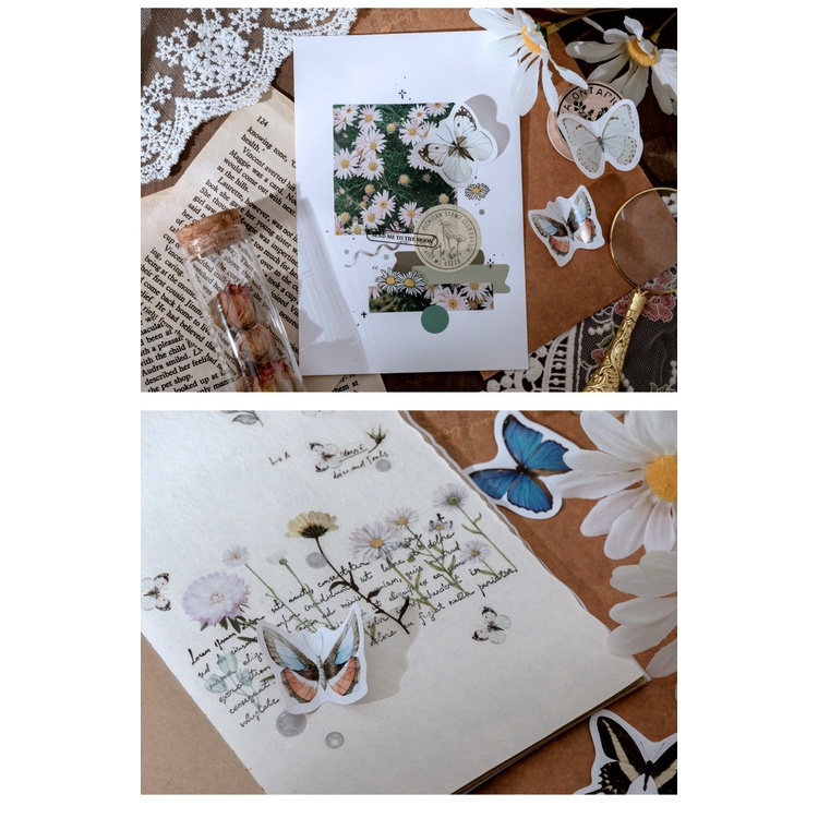 Bộ 46 Miếng Dán Trang Trí Sổ Tay Hình Bướm