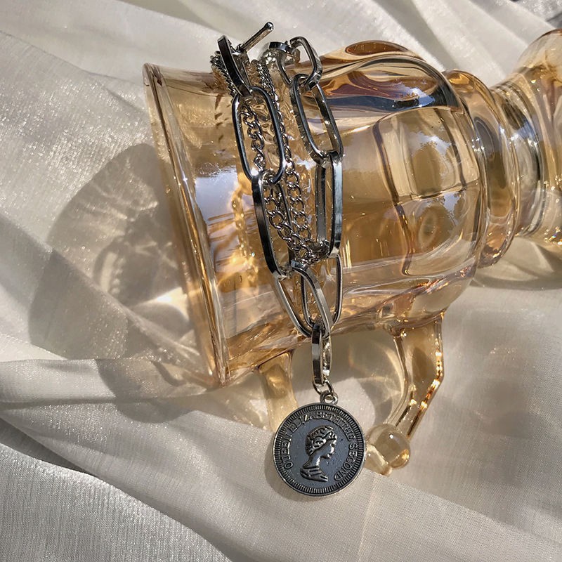 Vòng tay họa tiết đồng xu màu vàng họa tiết chân dung phong cách retro đơn giản độc đáo hàn quốc cho nam nữ 23442