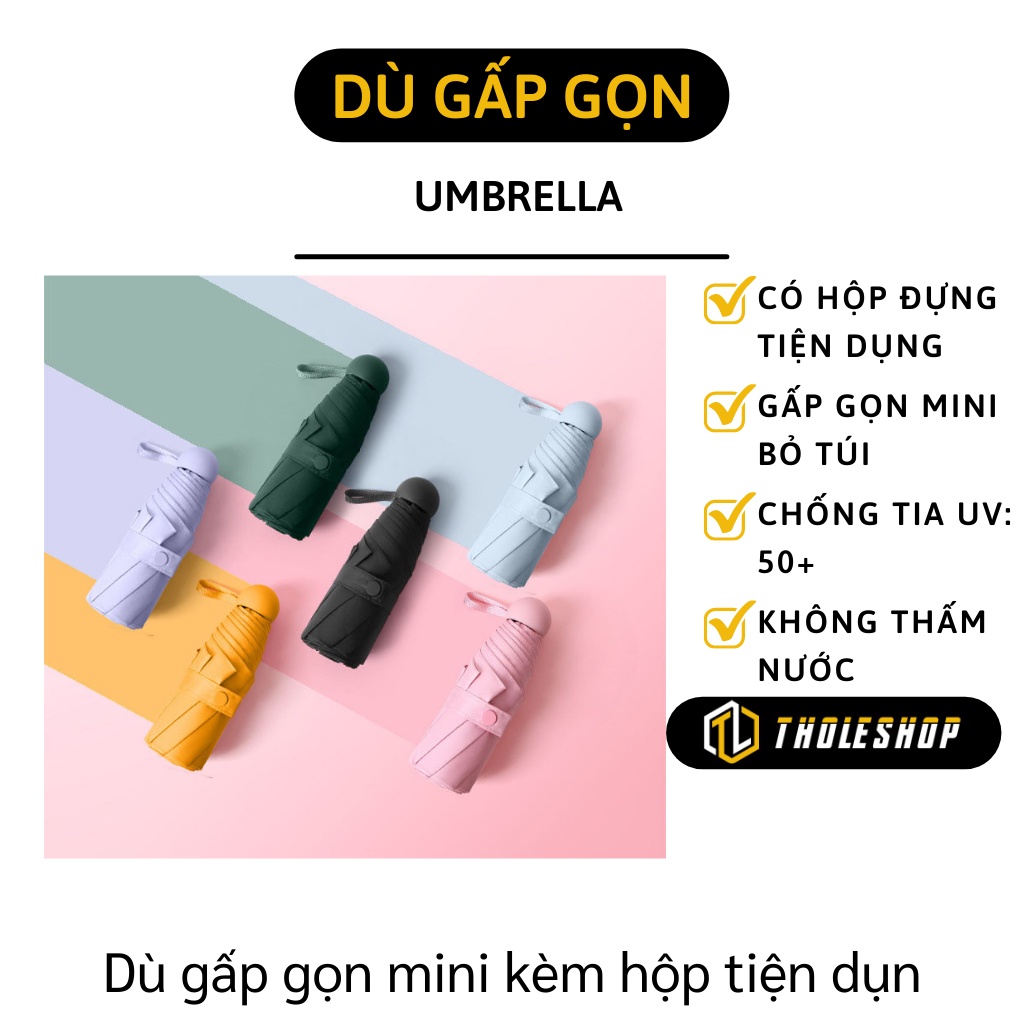 Dù Gấp Gọn - Ô Dù Cầm Tay Mini Đi Mưa, Nắng Chống Tia UV Kèm Hộp Tiện Dụng Bỏ Túi 7915