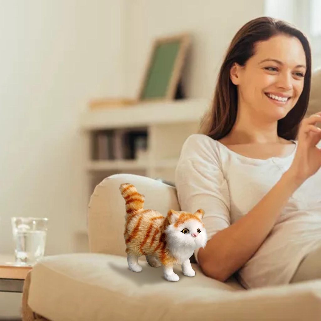 Mèo Nhồi Bông Mềm Mại Sống Động Như Thật Dùng Trang Trí Nhà Cửa