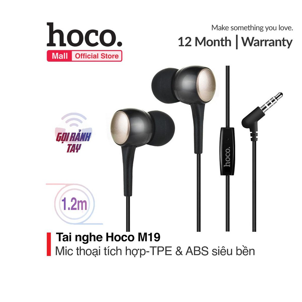 Tai nghe nhét tai Hoco M19 cho IOS và Android super bass jack 3.5mm tương thích các dòng điện thoại di động