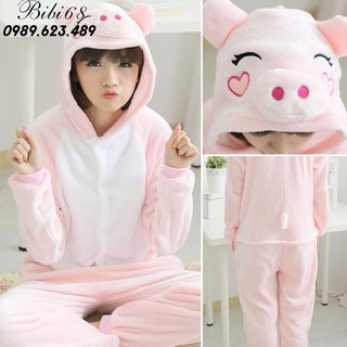 [mã BLUE5 giảm 5k] Bộ Đồ hình thú liền thân lông mịn Pijama dành Cho Người Lớn và Trẻ Em Hoạt Hình Cosplay