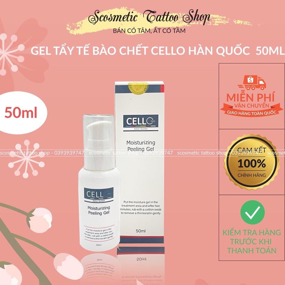 Dung Dịch Tẩy Tế Bào Chết Cello Hàn Quốc 50ml,Gel Tẩy Tế Bào Chết Môi Mày Phun Xăm Thẩm mỹ