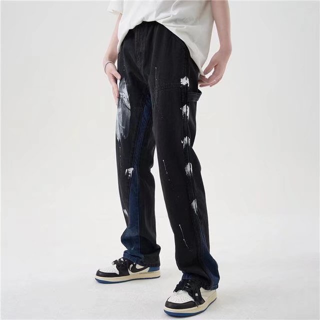 Quần Jean Dài Oversize Chống Mài Mòn Phong Cách Hip Hop Đường Phố Hàn Quốc Cho Nam Size S-3XL