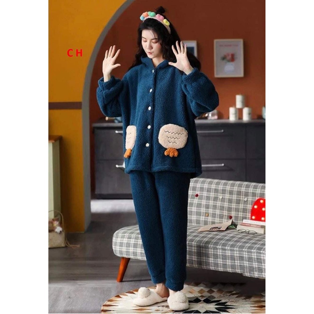 Bộ ngủ mùa đông lông cừu túi ấm áp, bộ đồ thu đông mặc nhà giữ nhiệt tốt,lông 2 mặt, đồ ngủ nữ hàn quốc_ TONGKHOQUANAONU | BigBuy360 - bigbuy360.vn