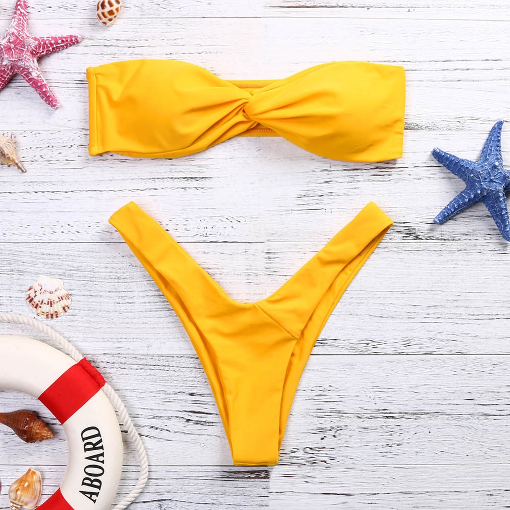 Bộ bikini 2 mảnh không dây áo dạng xoắn trước tạo điểm nhấn quyến rũ cho nữ | BigBuy360 - bigbuy360.vn
