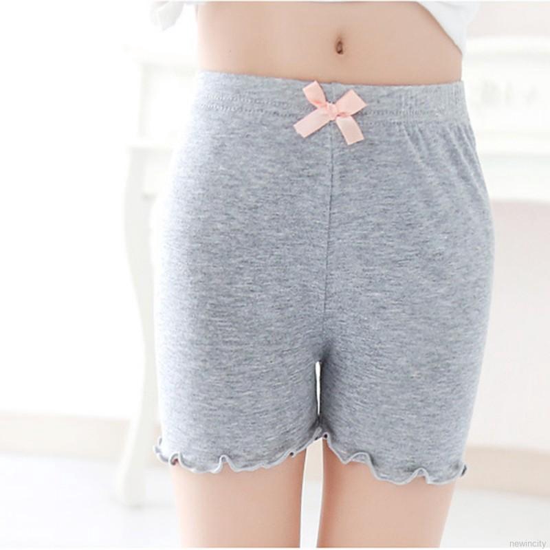 Quần bảo hộ trơn đính nơ bằng vải cotton an toàn dành cho bé gái