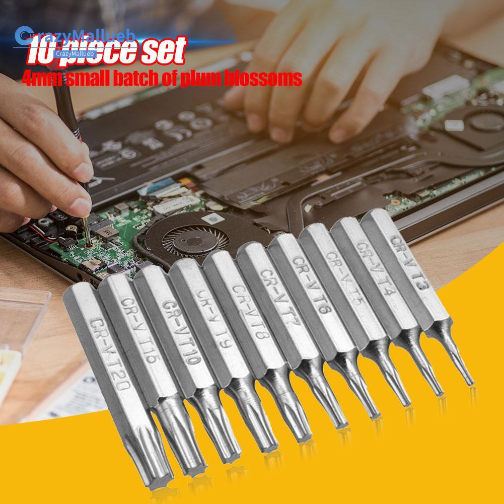 BITS Bộ 10 Đầu Tuốc Nơ Vít 4mm T3-T20 Sửa Chữa Điện Thoại