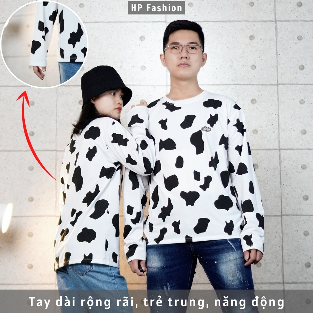 Áo Thun Bò Sữa Tay Dài dáng rộng Unisex nam nữ phong cách Ulzzang hottrend | BigBuy360 - bigbuy360.vn