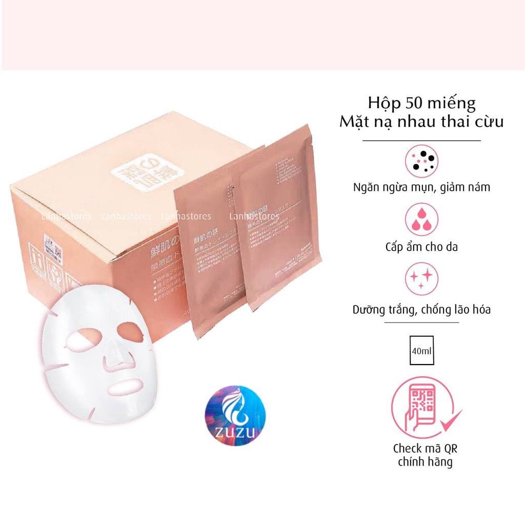 Mặt nạ nhau thai cừu Nhật cuống rốn tế bào gốc dưỡng da tái tạo collagen cung cấp độ ẩm HUBEAUTY