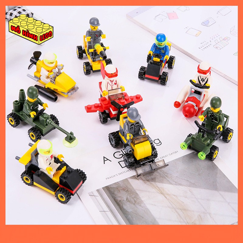 Đồ chơi lắp ghép lego giá rẻ mô hình xe ô tô máy bay xe tăng xe công trương mini cho bé phát triển trí não