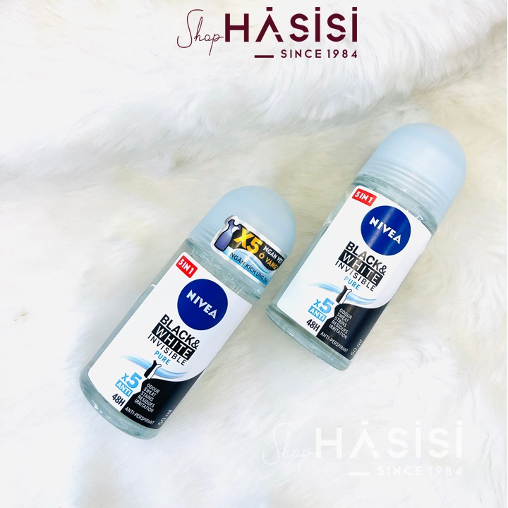 Lăn Khử Mùi Chống Ố Vàng NIVEA - Black &amp; White Invisible Anti-Perspirant 50ml