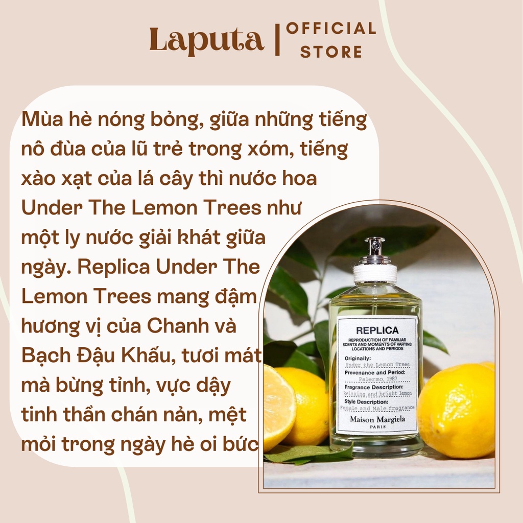 Nước Hoa Unisex Replica Under The Lemon Trees EDT Maison Martin Margiela, Mẫu thử 2ml, 5ml, 10ml