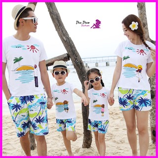 -Set 4 Bộ Đồ Đi Biển Gia Đình Ba Mẹ và 2 Con-Size Inbox Shop.