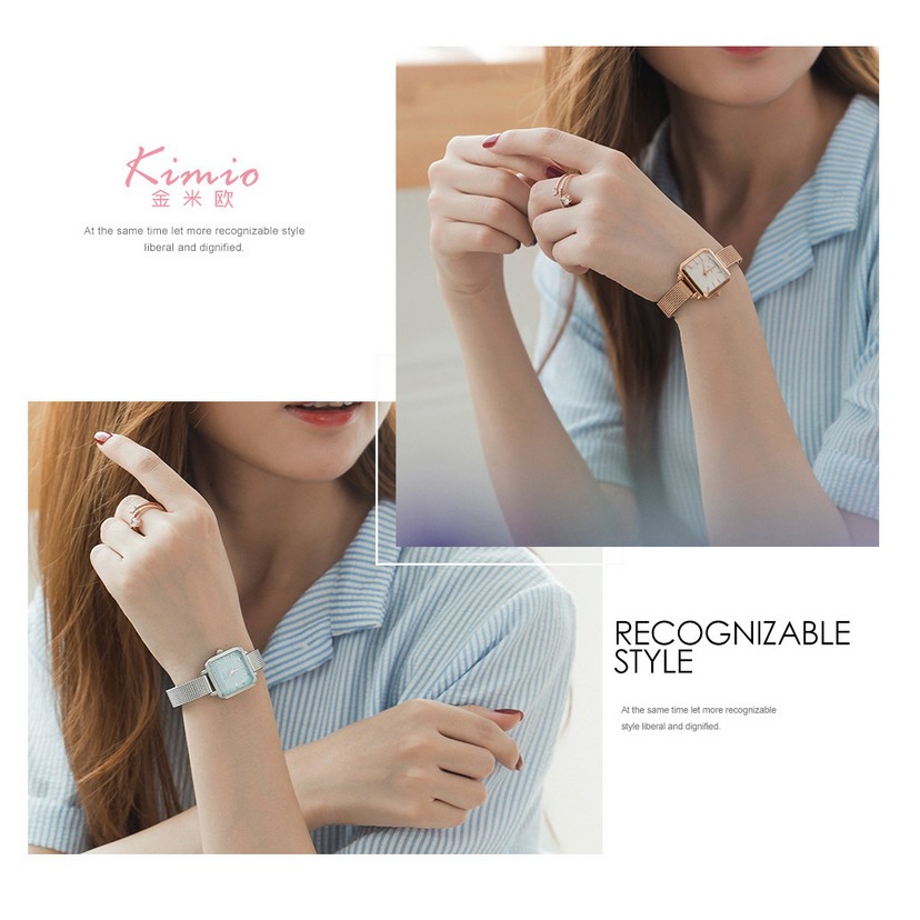 Đồng hồ nữ Kimio 6236 hàng chính hãng dây kim mặt vuông sang trọng | BigBuy360 - bigbuy360.vn