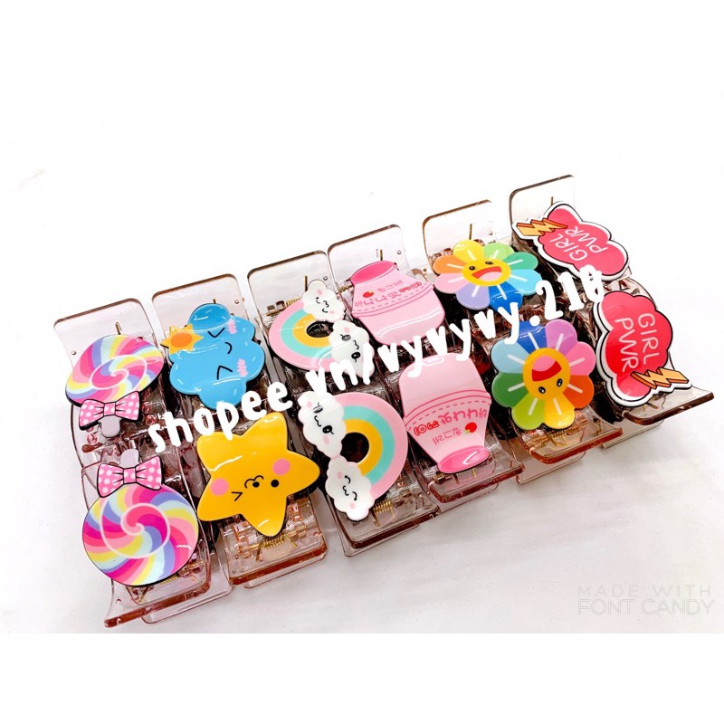 Kẹp Càng Cua Trong Suốt Mèo Hello Kitty Hình Thú Siêu Dễ Thương, Cute, Nhiều Màu Sắc