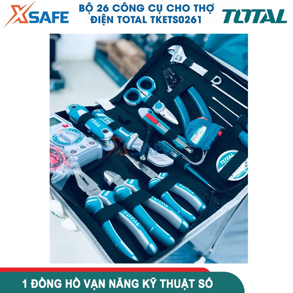 Bộ 26 công cụ dùng cho thợ điện TOTAL TKETS0261 tiện lợi, hỗ trợ tốt cho công việc sửa chữa, kiểm tra, thiết lập điện