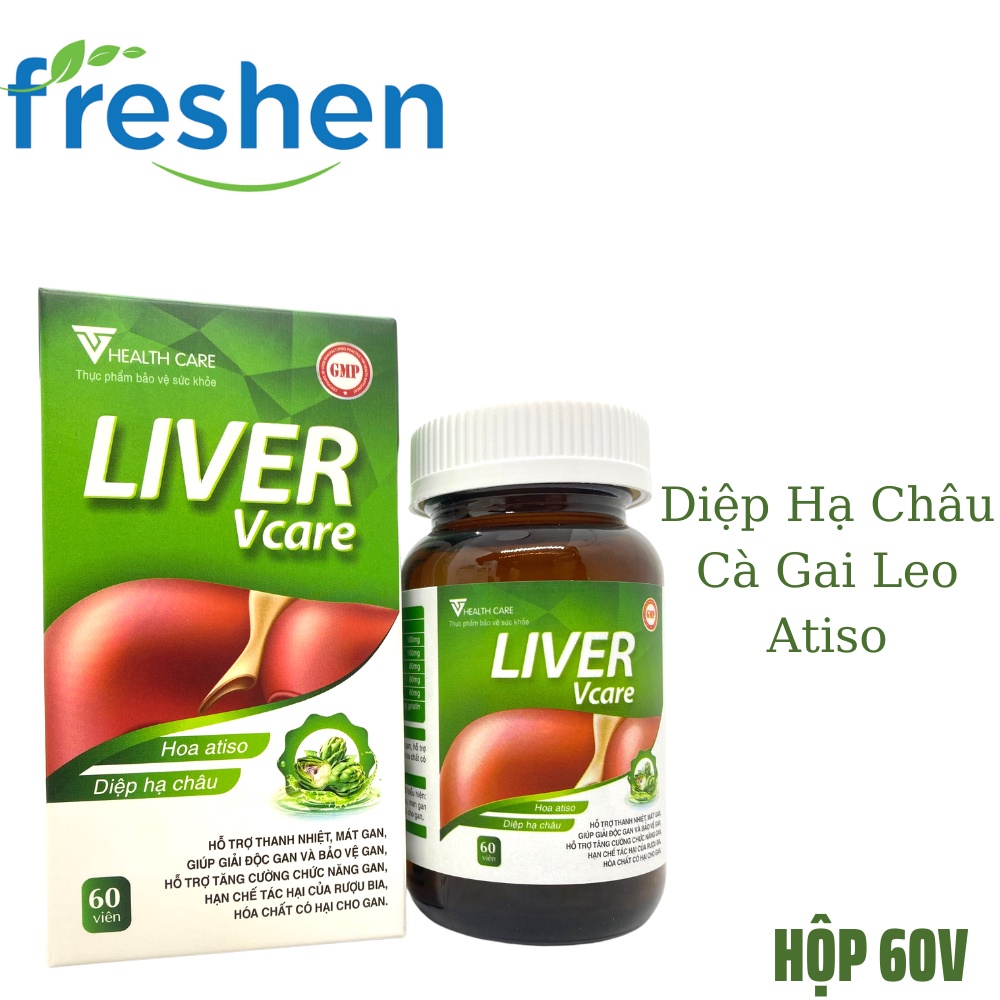 Giải độc gan LIVER VCARE hạ men gan, làm mát gan, bổ gan, tăng cường chức năng gan- Hộp 60 viên- Ngày 1 viên