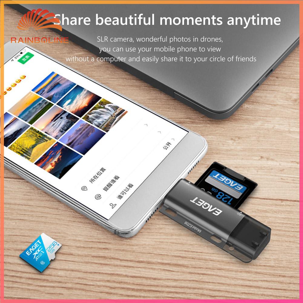 ❥[RAIN]❥EAGET EZ08 USB C Card Reader USB 3.0 Micro USB TF Card Reader OTG Adapter