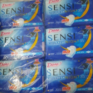 Combo 6 gói Băng vệ sinh Diana Ban đêm Sensi Cool Fresh có cánh 35cm