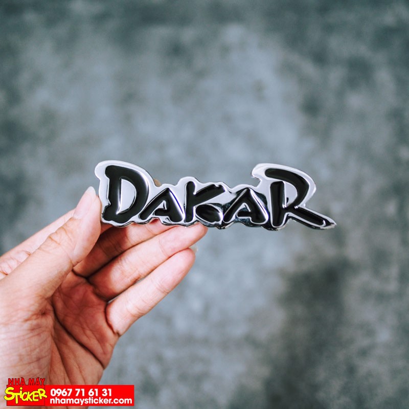 Set 2 sticker hình dán metal - Dakar Bạc 3D - STICKER FACTORY