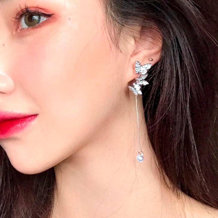 Bông tai tua dài hình bướm bất đối xứng mới