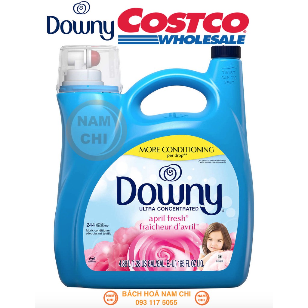 NƯỚC XẢ VẢI DOWNY ULTRA CONCENTRATED APRIL FRESH 244 LOADS CAN 4.88L THƠM NGÁT HƯƠNG MỀM MỊN QUẦN ÁO (CHUẨN COSTCO USA)