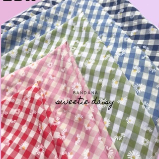 Khăn bandana daisy headband kẻ caro cúc