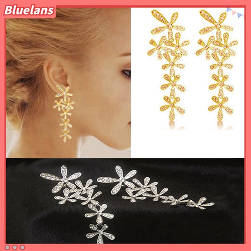 Cặp khuyên tai dài thiết kế hình hoa tuyết lấp lánh sang trọng dành cho nữ