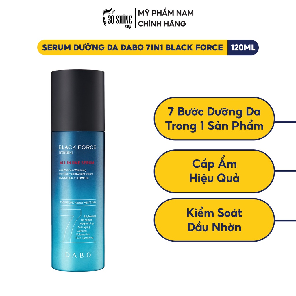 Serum dưỡng trắng da cho nam 7 in 1 Dabo Black Force Serum For Men 120ml - Mỹ phẩm chính hãng 30Shine