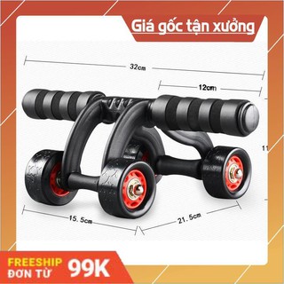 Con lăn tập cơ bụng 4 bánh roller + tặng thảm lót
