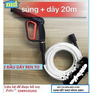 Súng rửa xe + dây rửa xe áp lực 10m, 15m , 20m