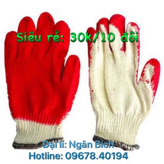 Găng tay len phủ sơn đỏ bảo hộ lao động chất lượng cao 10 đôi