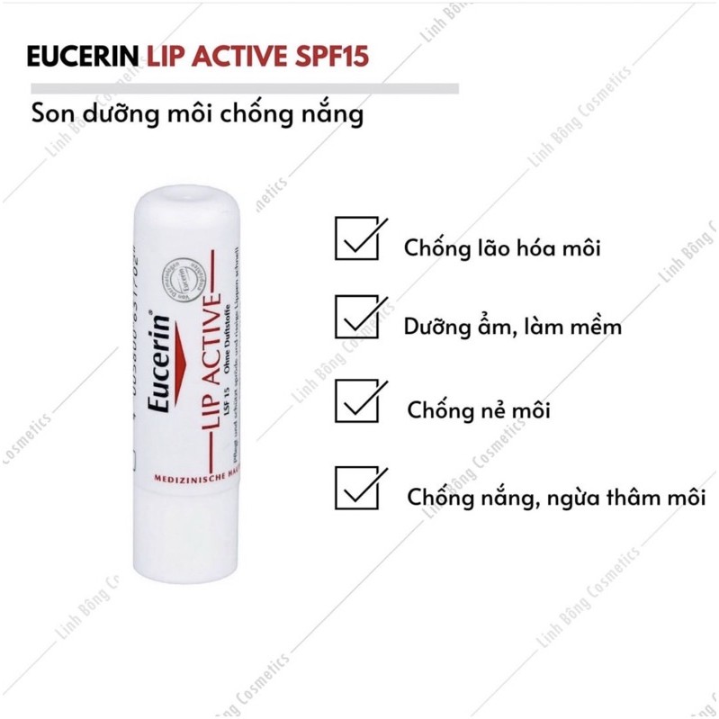 SON DƯỠNG CHỐNG NẮNG EUCERIN LIP ACTIVE SPF15 (hàng Mua tại Pháp)