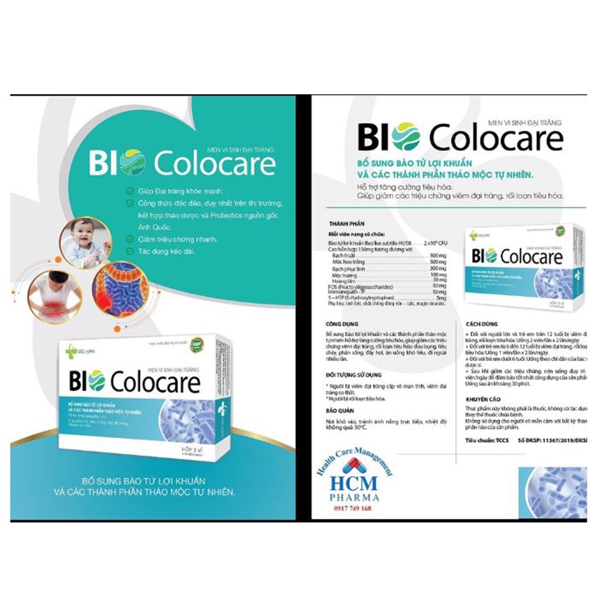 Men Vi Sinh Đại Tràng BIO Colocare rối loạn tiêu hóa 20 viên - Cvspharmacy